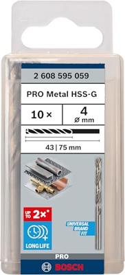 Bosch Accessoires Metaalboren HSS-G, Standard 4 x 43 x 75 mm 10st - 2608595059 Bosch Accessoires Metaalboren HSS-G, Standard 4 x 43 x 75 mm 10st - 2608595059