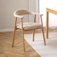 Bendt Eetkamerstoel 'Gerado' Eikenhout en chenille, kleur Beige - thumbnail