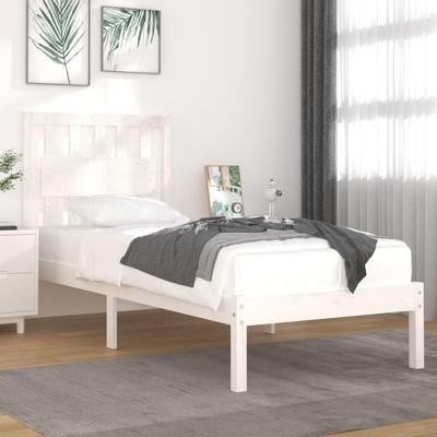 Bedframe massief grenenhout wit 90x190 cm