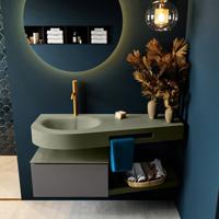 MONDIAZ RIVA 120cm badmeubel onderkast / planchet kleur Dark_Grey met 1 lade. Wastafel DULCET links 1 kraangat kleur Army. - thumbnail