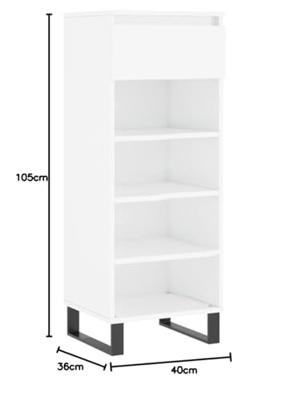 VidaXL Schoenenkast 40x36x105 cm bewerkt hout hoogglans wit