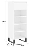 VidaXL Schoenenkast 40x36x105 cm bewerkt hout hoogglans wit - thumbnail