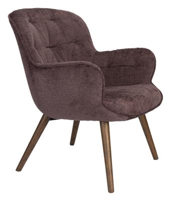 Dutchbone Fauteuil 'Lenn' Velvet, kleur Plum