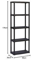 Opbergrek - TOOD - ETA 635 - 5 planken - Kunststof - 60 x 30 x 176 cm - Zwart - thumbnail