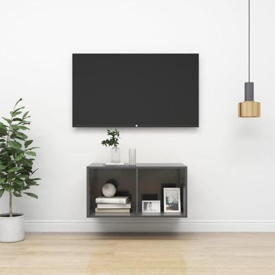 Tv-wandmeubel 37x37x72 cm spaanplaat hoogglans grijs Tv-wandmeubel 37x37x72 cm spaanplaat hoogglans grijs