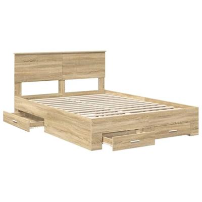Bedframe met hoofdeinde Sonoma Eiken 140 x 190 cm Bewerkt hout