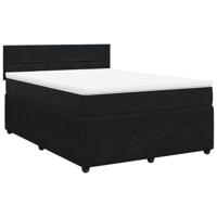 Boxspring met matras fluweel zwart 160x200 cm - thumbnail