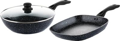 Westinghouse Pannenset Black Marble - grillpan ø 28 cm & wokpan ø 30 cm - inductie en alle andere warmtebronnen