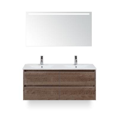 Dante Badmeubelset 120 cm - Tabacco - Keramische Wastafel Wit Enjoy - met Sence Spiegel