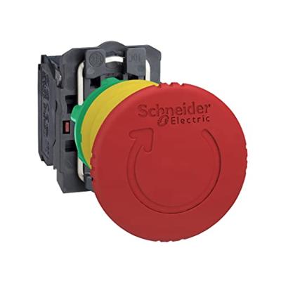 Schneider Electric XB5AS8445 Noodstopknop Metalen frontring, Met NOT-AUS schakelaar, Rond, Terugstelbaar, Vergrendelbaar 120 V/AC 6 A 1x NC, 1x NO IP66, IP67,