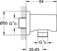 Grohe Wandaansluitbocht Rainshower Hard Graphite Geborsteld - thumbnail
