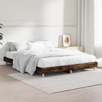 Bedframe bewerkt hout gerookt eikenkleurig 135x190 cm - thumbnail