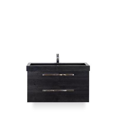 Seville Badmeubelset 100 cm - Black Oak - Wastafel Hardsteen Wit Lucca