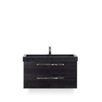 Seville Badmeubelset 100 cm - Black Oak - Wastafel Hardsteen Wit Lucca - thumbnail