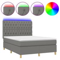 Boxspring met matras en LED stof donkergrijs 140x200 cm - thumbnail