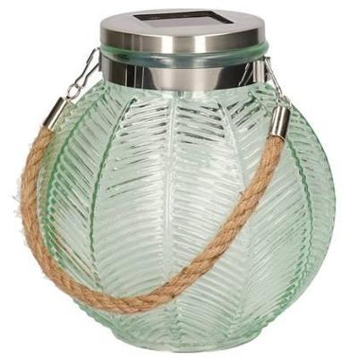 Anna's Collection Lantaarn - solar - groen - glas - 16 cm