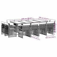 13-delige Tuinset met kussens poly rattan gemengd beige - thumbnail