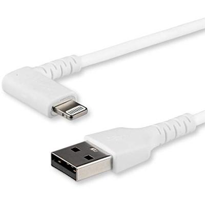 StarTech.com Premium USB-A naar Lightning Kabel 1m Wit - Robuuste 90° haakse USB Type A naar Lightning Charge & Sync Oplaadkabel met Aramide Vezels - Apple MFi Cert. - iPhone (RUSBLTMM1MWR)