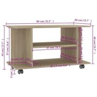 VidaXL Tv-meubel met wieltjes 80x40x45 cm bewerkt hout sonoma eiken - thumbnail