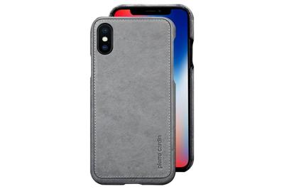 Pierre Cardin echt lederen hardcase hoes iPhone X / XS grijs