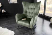 Design XL fauteuil AMSTERDAM groen fluweel zwart metalen poten retrostijl - 43569 - thumbnail