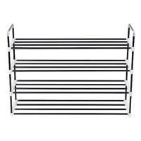 Schoenenrek met 4 schappen metaal en kunststof zwart - thumbnail