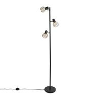 QAZQA Design vloerlamp zwart met goud 3-lichts verstelbaar - Mesh - thumbnail