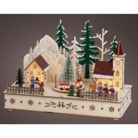 Kerstscene hout LED 14x28x20cm - thumbnail