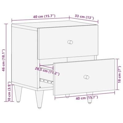 Nachtkastjes 2 st 40x33x46 cm massief mangohout