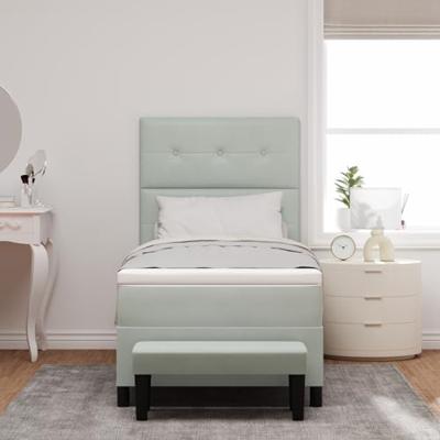 Boxspring bed met matras Lichtgrijs 80 x 200 cm Fluweel