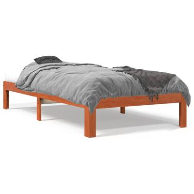Bedframe zonder matras massief grenenhout wasbruin 90x200 cm