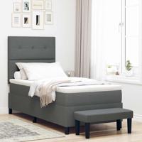 Boxspringbed met matras en bank stof donkergrijs 100x200 cm - thumbnail