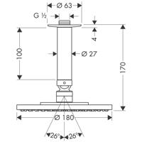Hansgrohe Raindance S hoofddouche 180 1jet met plafondaansluiting, chroom - thumbnail