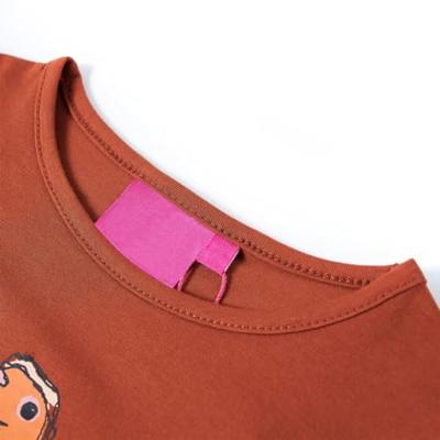 Kindershirt met lange mouwen vogelprint 104 cognackleurig - thumbnail