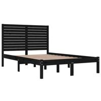 Bedframe massief hout zwart 135x190 cm - thumbnail