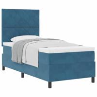 Boxspring bed met matras Donkerblauw 90 x 200 cm Fluweel - thumbnail