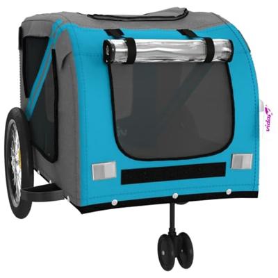 Hondenfietstrailer oxford stof en ijzer blauw en grijs - thumbnail