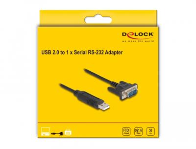 Delock USB-kabel USB 2.0 USB-A stekker, VGA-stekker 9-polig 0.50 m Zwart 66461
