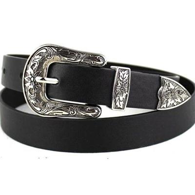Vrouwen zwart leder westerse cowgirl taille metalen gesp tailleband nieuwe Hot Silver enkele knop zwarte bodem
