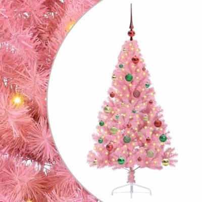 VidaXL Kunstmatig voorverlicht kerstboom met 150 led roze 150 cm pvc