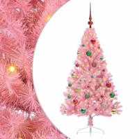 VidaXL Kunstmatig voorverlicht kerstboom met 150 led roze 150 cm pvc - thumbnail