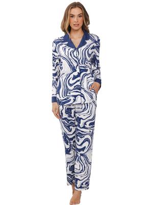 Speelse blauwe doorknooppyjama