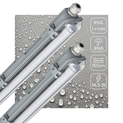 2 PACK - LED&apos;s Light Complete LED TL lamp met LED buis 150 cm - Binnen en buiten - 3060lm - 16.5W - 4000K