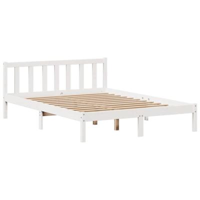 Bed met boekenkast zonder matras grenenhout wit 160x200 cm - thumbnail