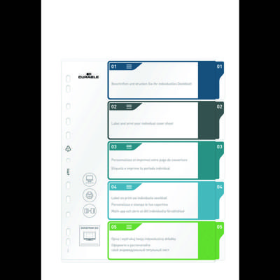 Durable 679327 Register DIN A4+ 1-5 Polypropyleen Meerdere kleuren 5 tabbladen 679327 Durable 679327 Register DIN A4+ 1-5 Polypropyleen Meerdere kleuren 5 tabbladen 679327