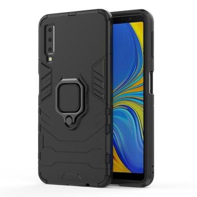 PC + TPU schokbestendige beschermende case voor Galaxy A70 met magnetische ring houder (zwart)