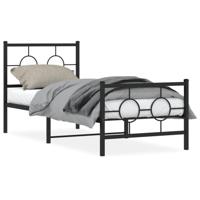 Bedframe met hoofd- en voeteneinde metaal zwart 75x190 cm - thumbnail
