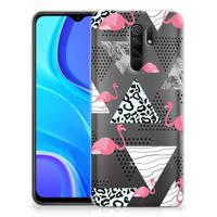 Xiaomi Redmi 9 | TPU Hoesje | Flamingo Triangle - thumbnail