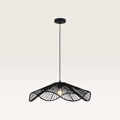 Hanglamp Avanta nero l - Zwarte lamp van gevlochten papieren koord - Zonder lichtbron en voor binnen