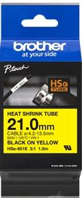 Brother HSE651E Tapekleur: Geel Tekstkleur: Zwart 21 mm 1.5 m